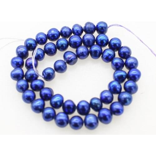 Freshwater pearl 8-9mm near round deep blue color 14inch FPPJ wholesale beads nature loose beads for DIY jewelry