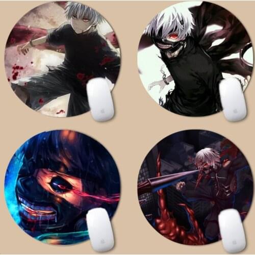 Anime Tokyo Ghoul Rubber Mouse Durable Desktop Mousepad Round Non-slip Cushion