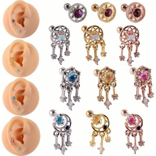 20G Cz Crystal Fashion Dream Catcher Earring Cartilage Helix Tragus Aeolian Bells Ear Barbell Studs Body Piercing Jewelry New
