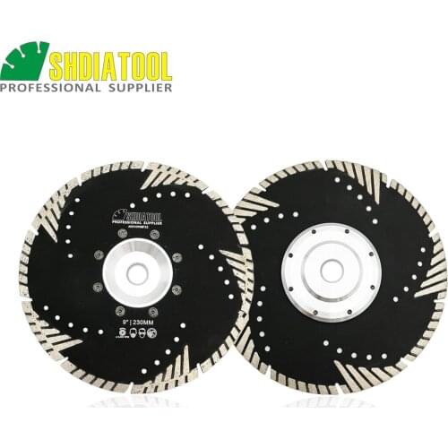 SHDIATOOOL 2pcs/set 230mm Hot pressed Diamond turbo Blade with Slant protection teeth 9" Diamond Blades for stone concrete