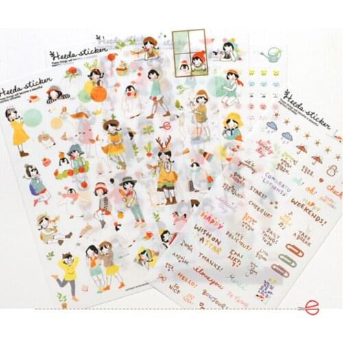 JETTING New Wholesale PC Mobile Phone Stickers Decor Laptop Skin 6 sheets/lot DIY Cute Girl Sticker Kawaii Paper Stickers Decor