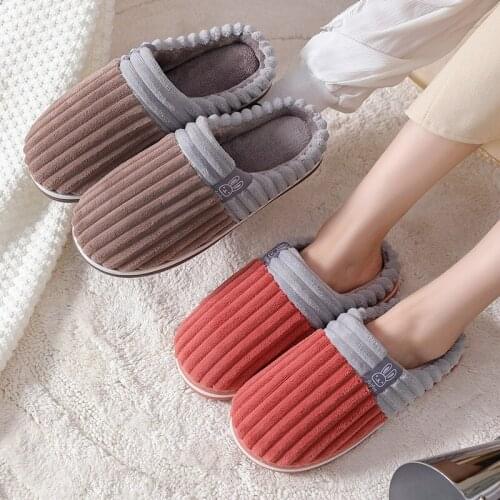 2021 Women House Slippers EVA Warm Fur Winter Indoor Shoes Lovers Plush Home Floor Slides Female Male Kitchen Work Slippers