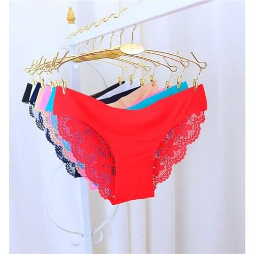 3pcs Sexy Women Transparent Floral Lace Briefs Underwear Jacquard Seamlees Underpant Breathable Calcinha Tanga