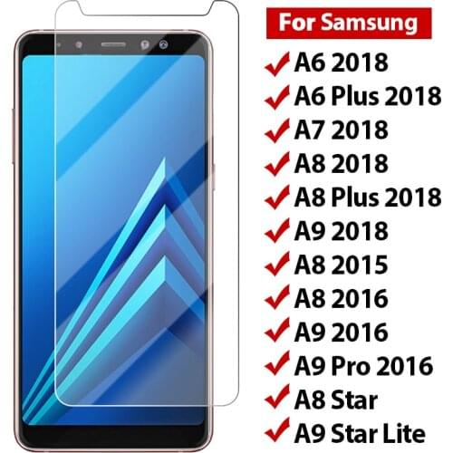 9H Hard Tempered Glass for Samsung A7 2018 A750 A6 A8 Plus Phone Film Toughed Screen Protector for Galaxy A9 Star Lite Pro 2016