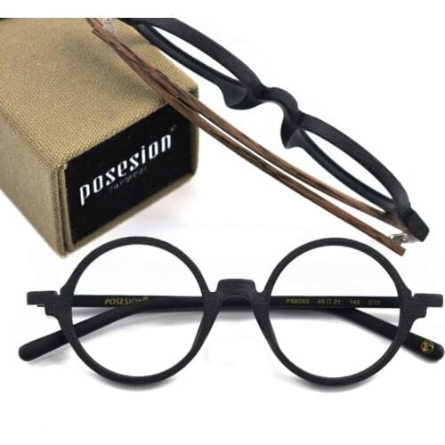 Top Quality Hand Made Acetate Eyeglasses Frames Men Women Compute Vintage Round Optical Glasses Brand design With Box PS6083