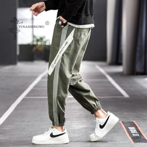 Japanese Fashion Kimono Print Pants Asian Costume Casual Long Pants Kimono Yukata Mens fashion color matching loose trousers