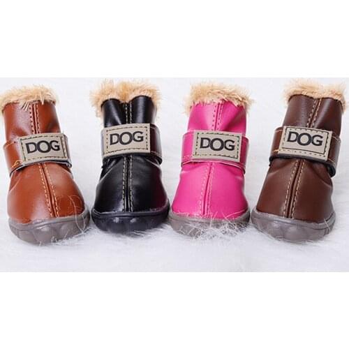 Winter Pets Dogs Shoes Warm Snow Boots Waterproof Fur 4Pcs/Set Small Dogs Cotton Non Slip XS For ChiHuaHua Pug Pet Product