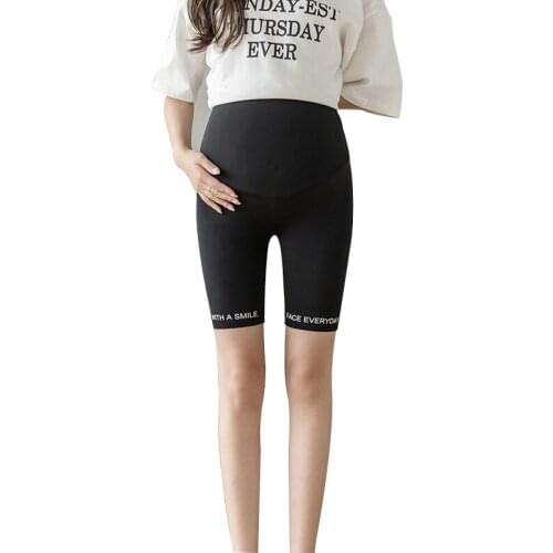 1/2 Length Maternity Yoga Fitness Sports Pants Summer Skinny Shorts Clothes For Pregnant Women Pregnancy Casual Trousers Letter