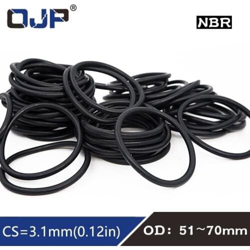 10PCS/lot Rubber Ring Black NBR Sealing O-Ring CS3.1mm OD51/54/55/56/57/58/60/65/68/70mm O Ring Seal Nitrile Gasket Rings Washer
