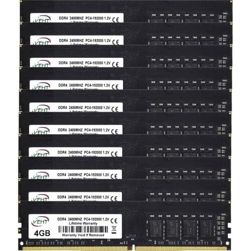 10PCS VEHT DDR4 Desktop Memory 4GB PC4-19200 ddr4 ram DIMM 2400MHz RAM 1.2V 288PIN NON ECC ddr4 ram desktops ram