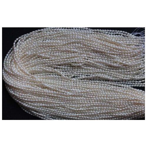 White Rice Pearl 2-4mm Natural Freshwater Pearl one Strands Loose Bead 14