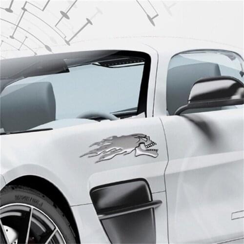 2Pcs 3D Chrome Ghost Skull Head Auto Motorcycle Car Sticker Emblem Decals
