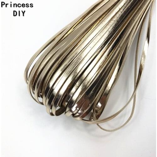 20M/Lot Jewelry Making Finding 5mm Light Gold PU Ribbon Faux Leather Flat Cord String Bias DIY Collar Keychain Accessories Trim
