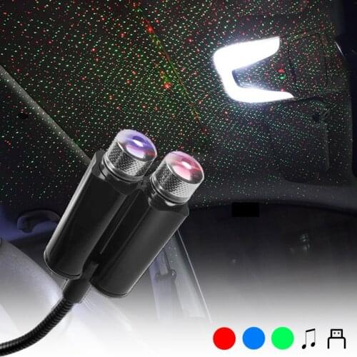 Car Dual-color USB Starlight Sky Night Flashing Voice Control Atmosphere Lamp Auto Interior Ambient Light