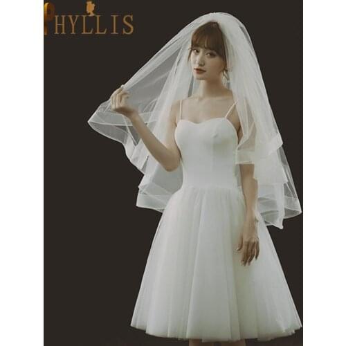 PHYLLIS B32 Wedding Veil Long with Comb Veil Shining Wedding Bride 2 Tier Bridal Veils Wedding Veil with Tiara Swiss Veil Dubai