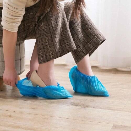 100Pcs Disposable Shoe Covers Plastic Blue Women Men Shoes Cover Thick Rainy Day Carpet Cleaning Shoe Cover