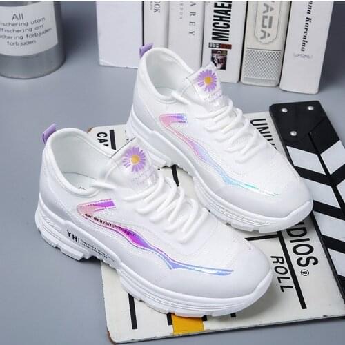 White Platform Womens Sneakers Fashion Casual Sport Shoes Women Walking Shoes Comfortable For Work Flexible Women Hiking Shoes
