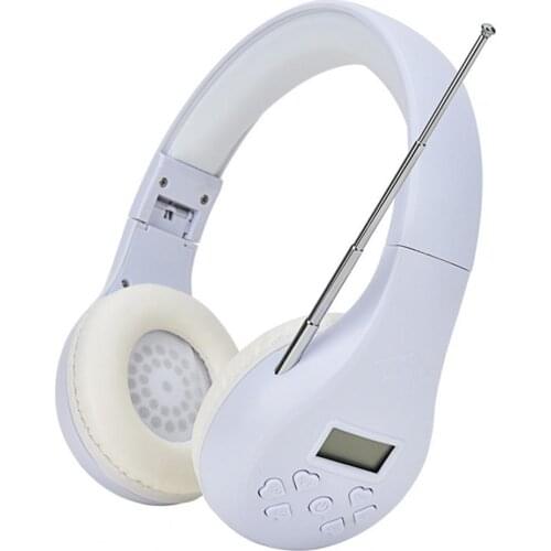 HRD-600 Wireless Headphone Foldable LCD Display 3.5mm Portable Practical FM Headset with External Antenna for Teaching