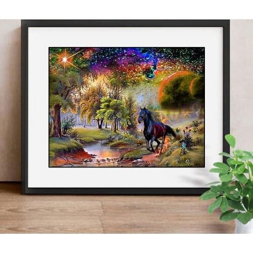 Diamond Mosaic Landscape 5D DIY Diamond Embroidery Animals Full Square Drill Horse Picture Of Rhinestone Home Decoration
