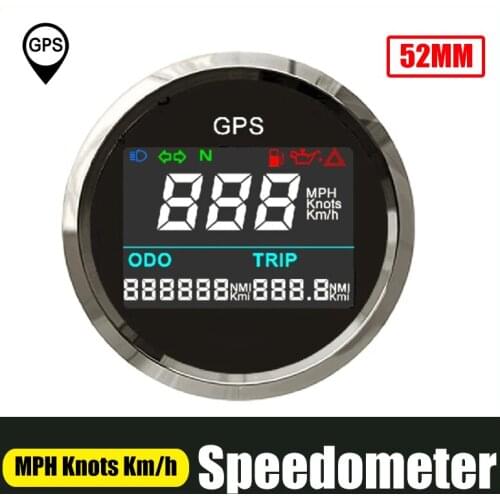 Digital 52mm GPS Speedometer Odometer 0~999 Mph Knots Km/h 316 Stainless Steel Adjustable Speed Gauge For Motorcycle Boat Car