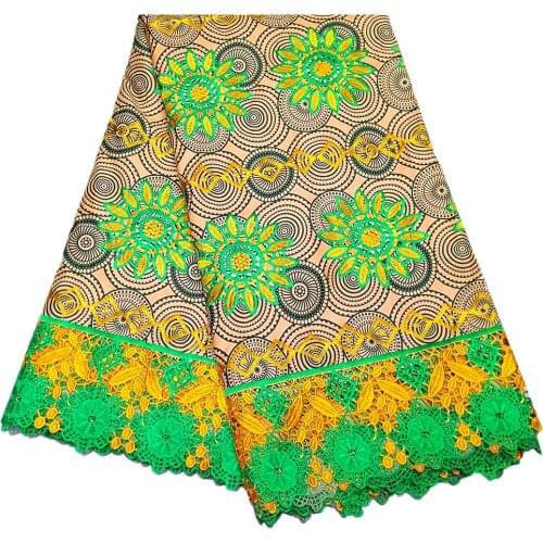 Dashiki 2019 Wax Prints African Embroidery Lace Fabric Ankara Real Wax High Quality 6 yards African Fabric for Party Dress