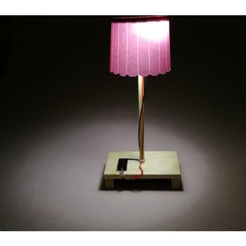 Handmade Wooden Table Lamp Gizmo Diy Wood Electric Set Intellectual Development Electric Kids Toy Science Experiment DIY Toys