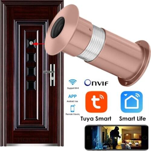 1.66mm Lens Door Eye Hole Wired IP Camera 1080P 170 Degree Wide Angle FishEye CCTV Security Mini Camera Audio TF Card Slot Onvif