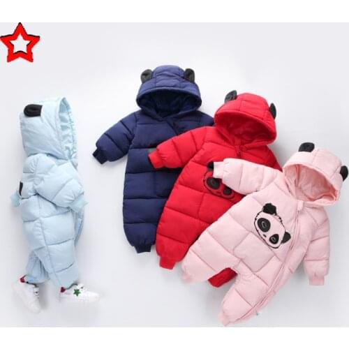 New born rompers 0-2T baby girls boys winter down cotton snowsuits toddler hooded warm jacket little kids cartoon baby clothes