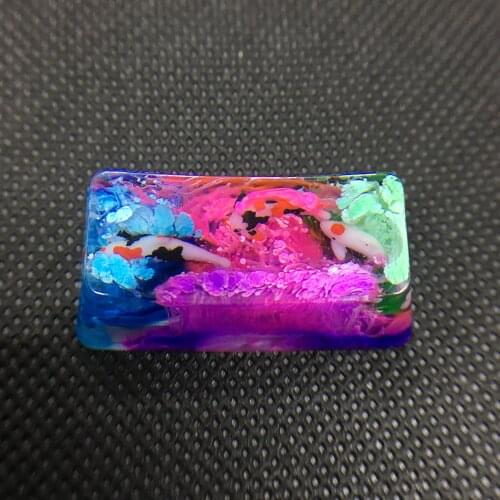 Mechanical Keyboard Epoxy Resin Keycaps Personalized Light-transmitting Key Caps Backspace Keys 2.0u Koi Color Keycap