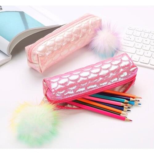 Cute Women Cosmetic Bag Mermaid Pom Pom Makeup Bag Zipper Travel Makeup Organizer Storage Pouch Toiletry Wash Bags