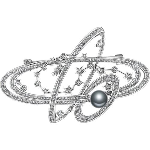 Fashion Personality High Quality Copper Brooch Milky Way Stars Gold Silver Copper Zircon Jewelry Brooch Pin Dress Wedding