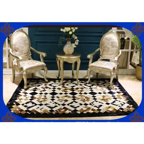 Fashionable art carpet 100% natural genuine cowhide leather outdoor grass carpet