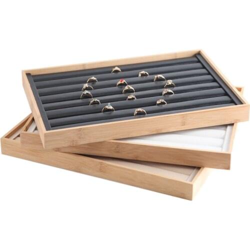 Mordoa New Arrival Bamboo wood Jewelry Display Jewellery Tray Ring Holder Necklaces Organizer Bracelets Showcase Pendants Box
