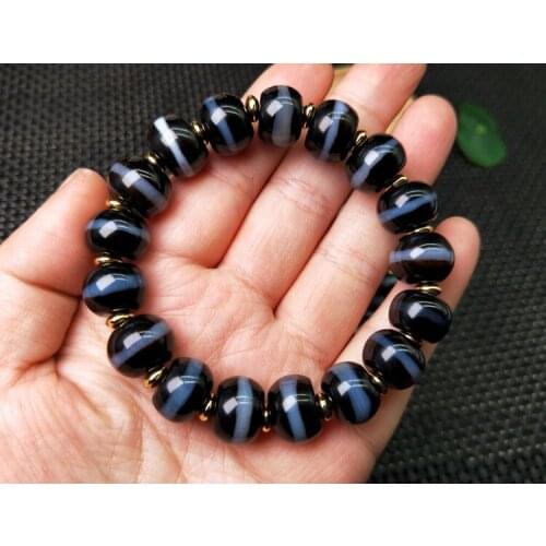 Natural blue agate jade bracelet bangles with natural texture jadite jade 14mm beads bracelets jade jewelry real jade bangle