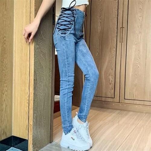 Spring and Autumn new European and American fashion high waist stretch jeans trousers tight pants