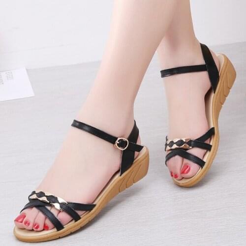 OKKDEY Rivet Luxury Gold Summer Women Beach Sandals Shoes Shinny Flat Ladies Sandals Shoes Woman Buckle Female Flipflop shoe