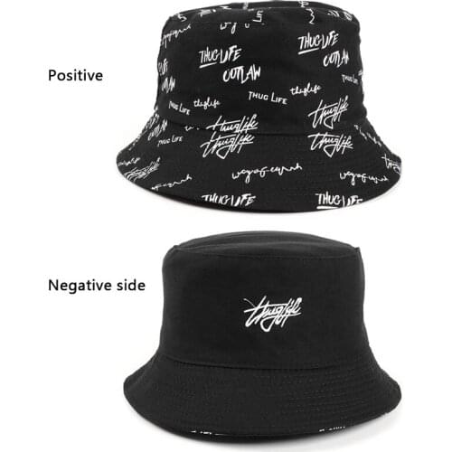 Double Side Pattern Printing Style Fisherman Hats Unisex Outdoor Summer Short Brim Cap Sunscreen Chapeau (56-58cm)