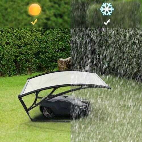 Durable Canopy Sun Shelter Awning Garage Roof Robot Lawn Mower Portable Black Silver Garden Shades /French Delivery 100X78cm HWC