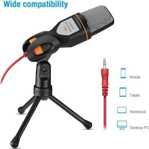 Hot Wired Stereo Condenser Sound Podcast Studio Microphone with Holder Clip for Chatting Singing Karaoke PC Laptop