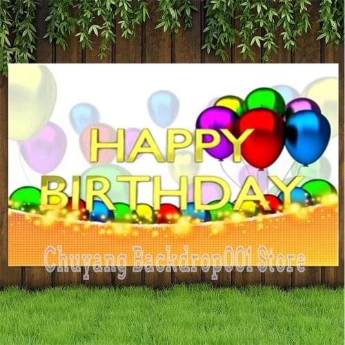 Photo Studio Props Photography Backdrop Blue Balloons Happy Birthday Party Decoration Greeting Vinyl Background