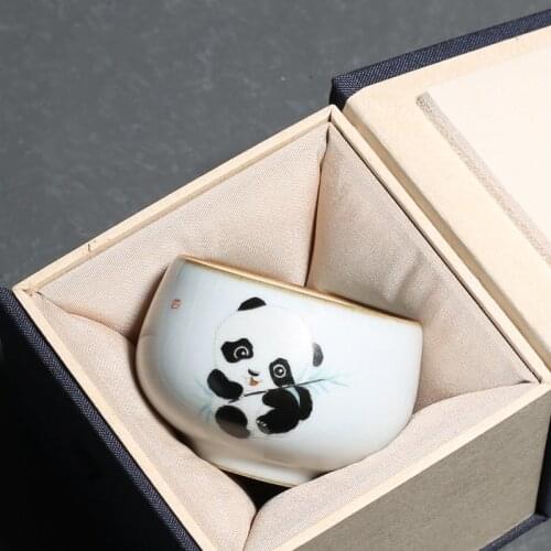 Hand Painted Panda Bamboo Ceramic Cover Bowl Teacup Gaiwan Tea Bowl Kung Fu Puer Tes Set Tea Cup Drinkware Wine Set Gift
