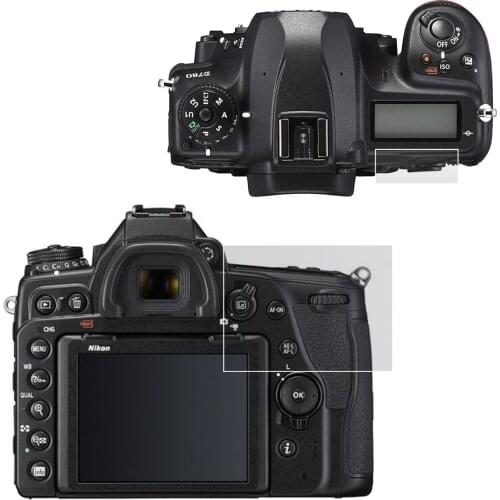 Self-adhesive Tempered Glass Main LCD + Top Info Shoulder Screen Protector Cover Guard for Nikon D780 DSLR Camera