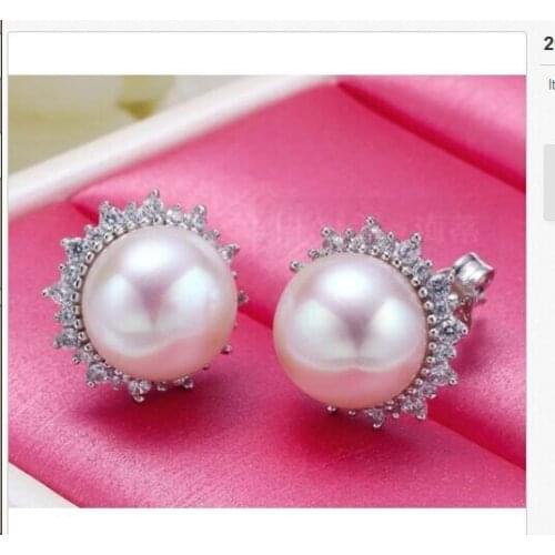 Charming pair of 9-10mm south sea white pearl stud earring 925silver
