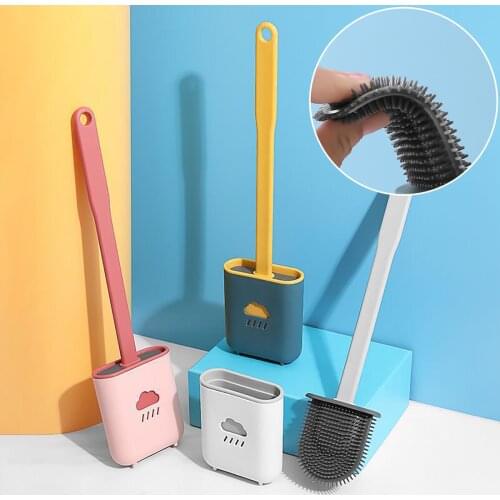 Silicone Toilet Brush szczotka do wc Flexible Soft Bristles Brush Cleaning Tools With toilet brush holder bathroom accessories