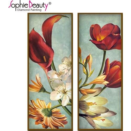 Sophie Beauty Home Diy Diamond Painting Cross Stitch Needlework Embroidery Set Handcraft Art Sewing Red Flower Square Mosaic Kit