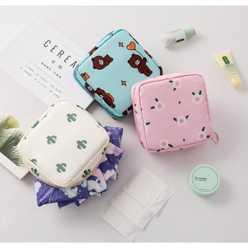 Women Girl Sanitary Pad Pouch Napkin Towel Storage Bag Credit Card Holder Coin Purse Cosmetics Headphone Case Sanitary Pouch
