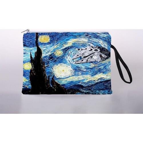 Oil painting starry sky pattern ladies cosmetic bag digital printing cosmetic bag travel storage bag cosmetic bag