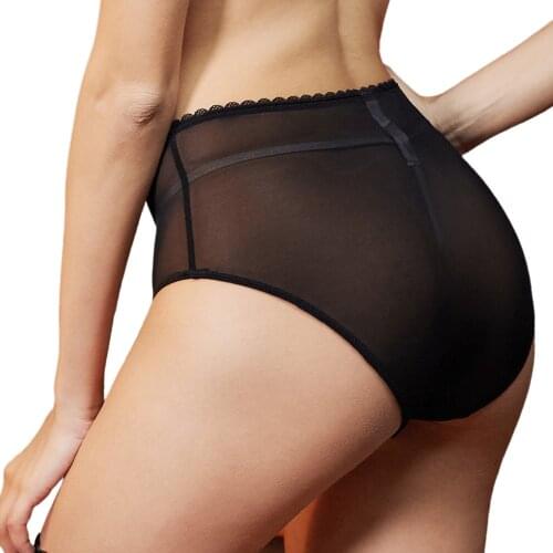 CYHWR Full Transparent Panties Women Sexy Seamless Briefs Ladies Solid Thin high-waist Panties