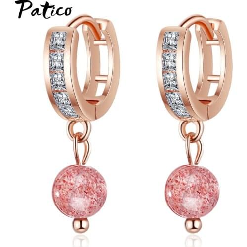 New Women 925 Sterling Silver Drop Earrings Simple AAA Cubic Zirconia Strawberry Crystal Eardrop Pierced Earing Jewelry