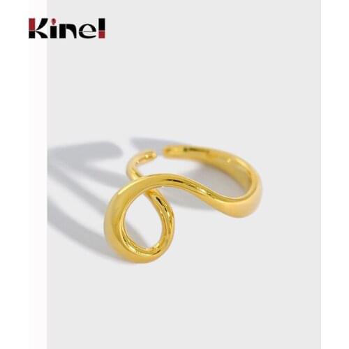 Kinel Korea Personality 925 Sterling Silver Irregular Finger Rings for Women Minimalist Design Jewelry Accessories